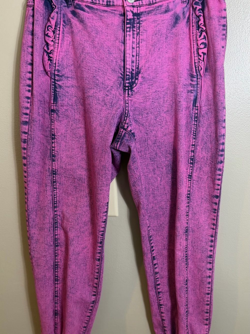 INC International Concepts Pink Acid-Wash Straight Leg Jeans